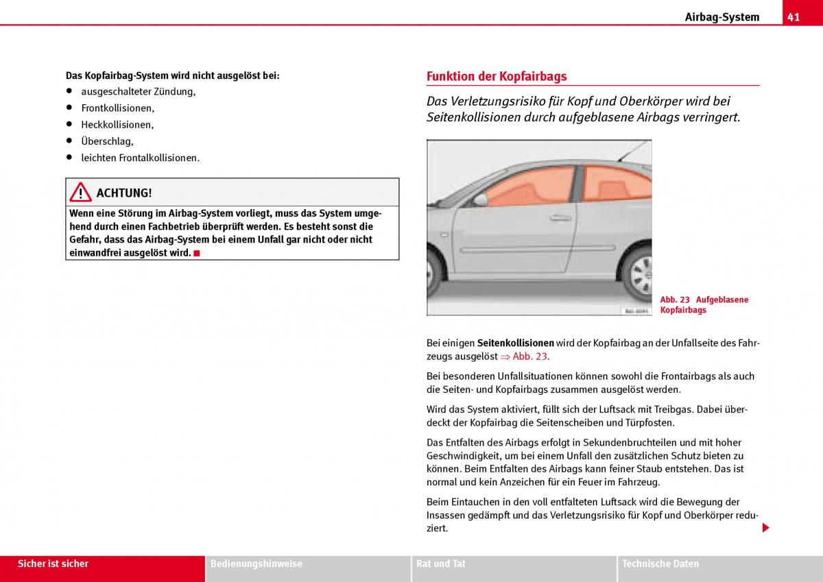 Seat Ibiza III 3 Handbuch / page 43