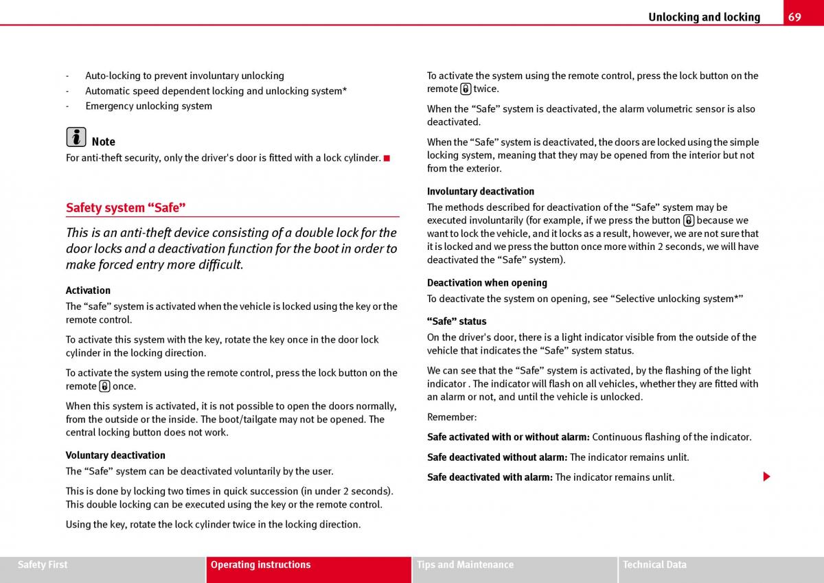 Seat Ibiza III 3 owners manual / page 71