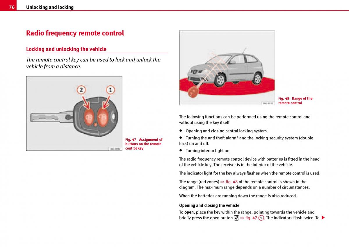 Seat Ibiza III 3 owners manual / page 78