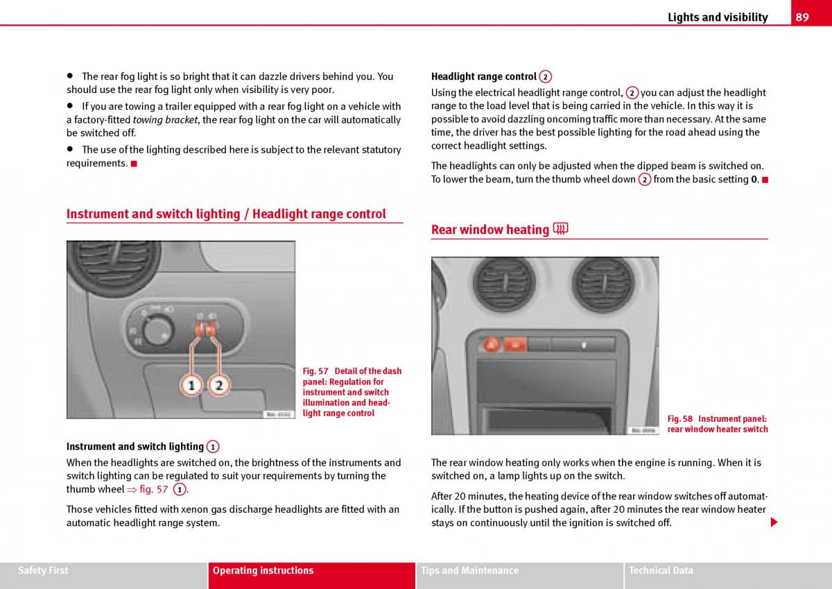 Seat Ibiza III 3 owners manual / page 91