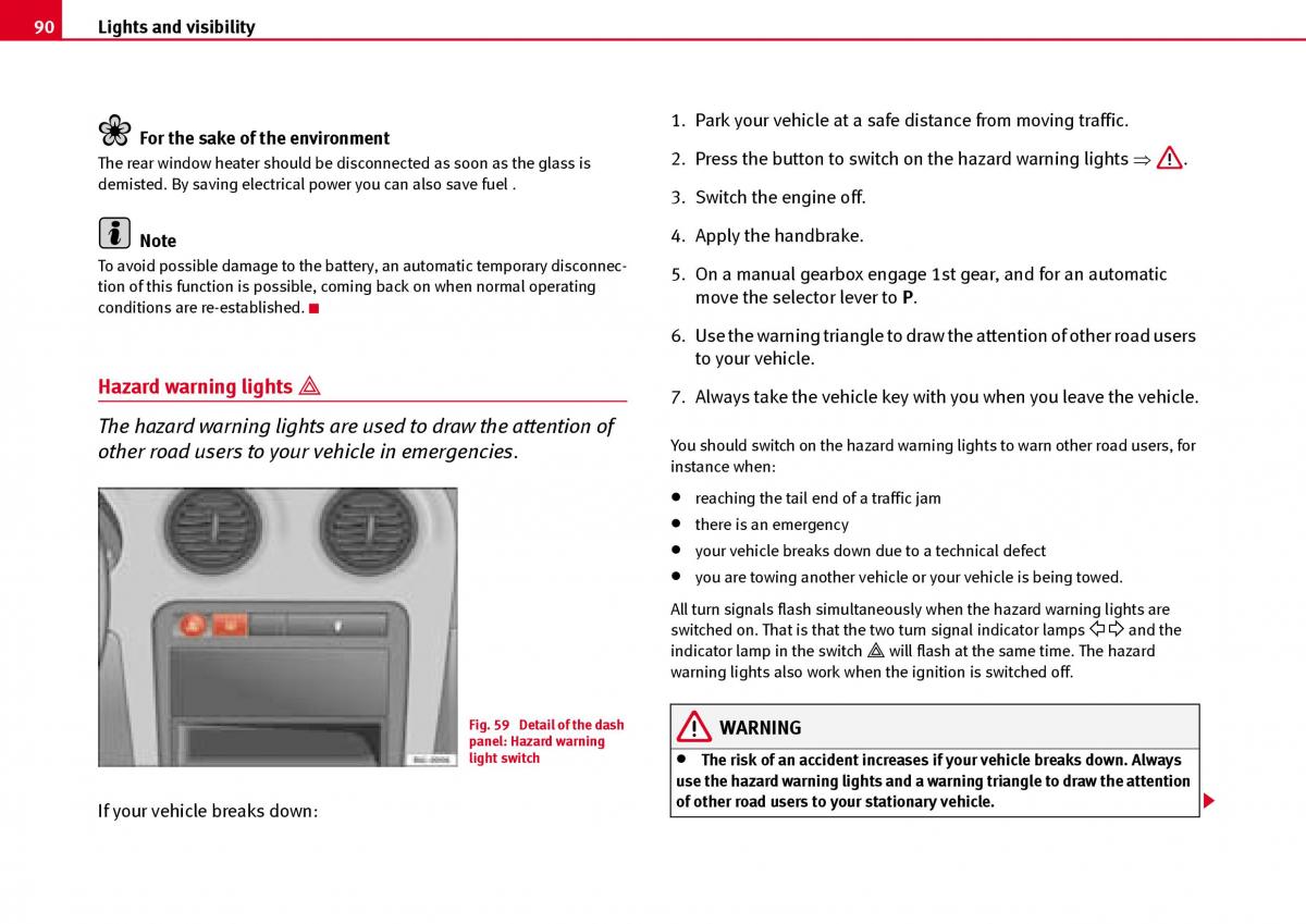 Seat Ibiza III 3 owners manual / page 92