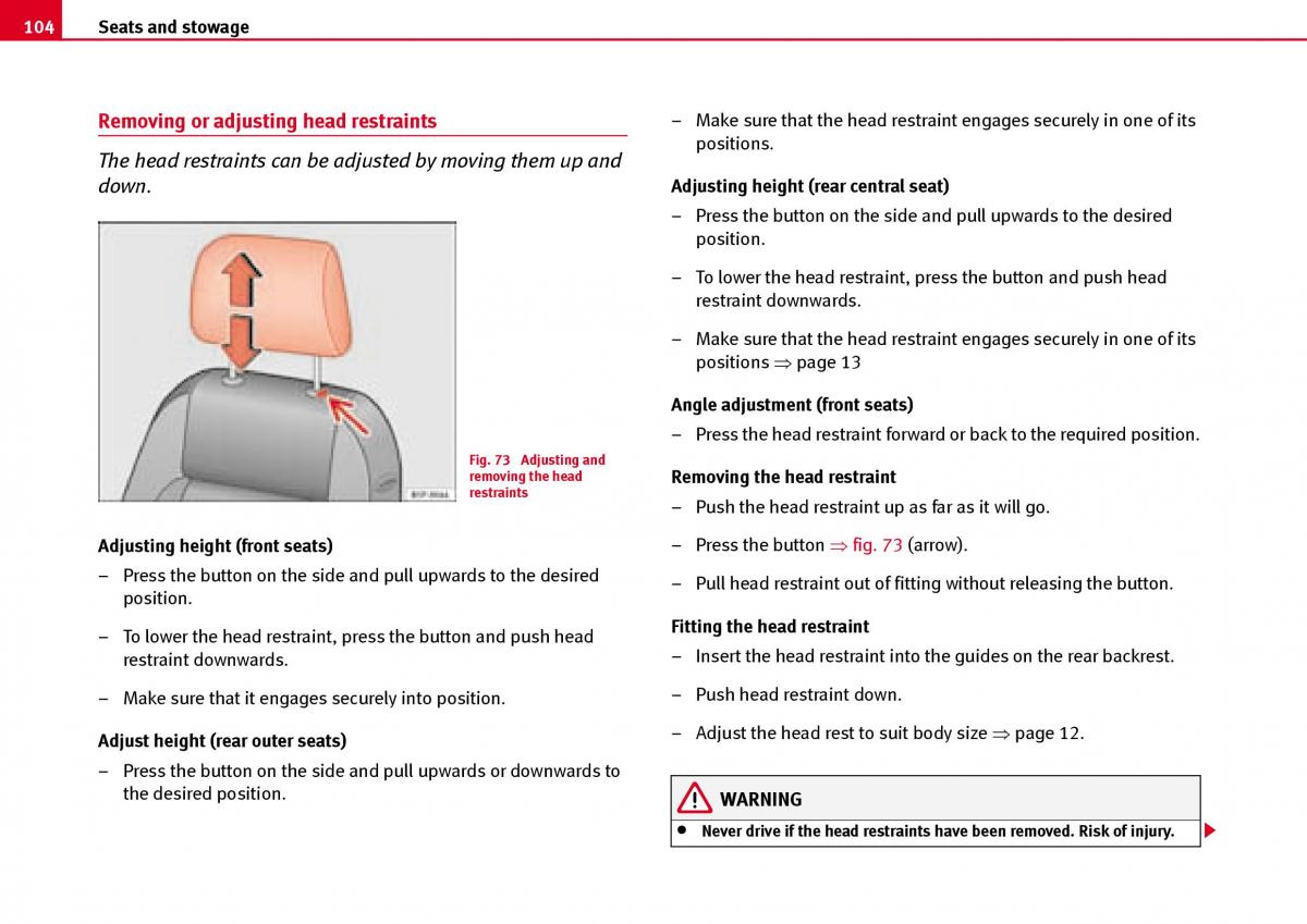 Seat Ibiza III 3 owners manual / page 106