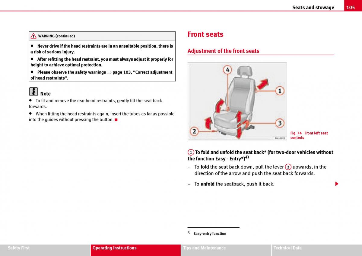 Seat Ibiza III 3 owners manual / page 107