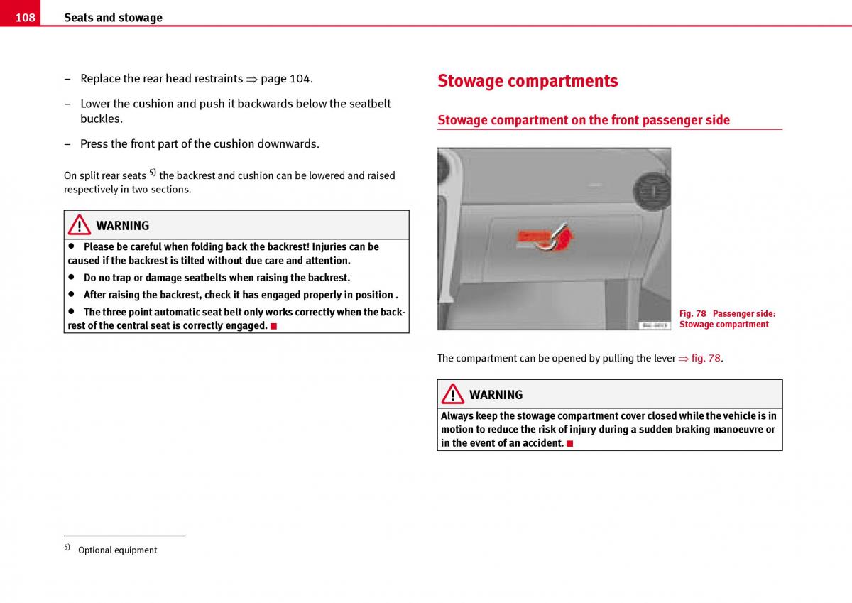 Seat Ibiza III 3 owners manual / page 110