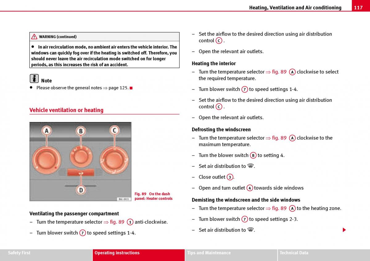 Seat Ibiza III 3 owners manual / page 119