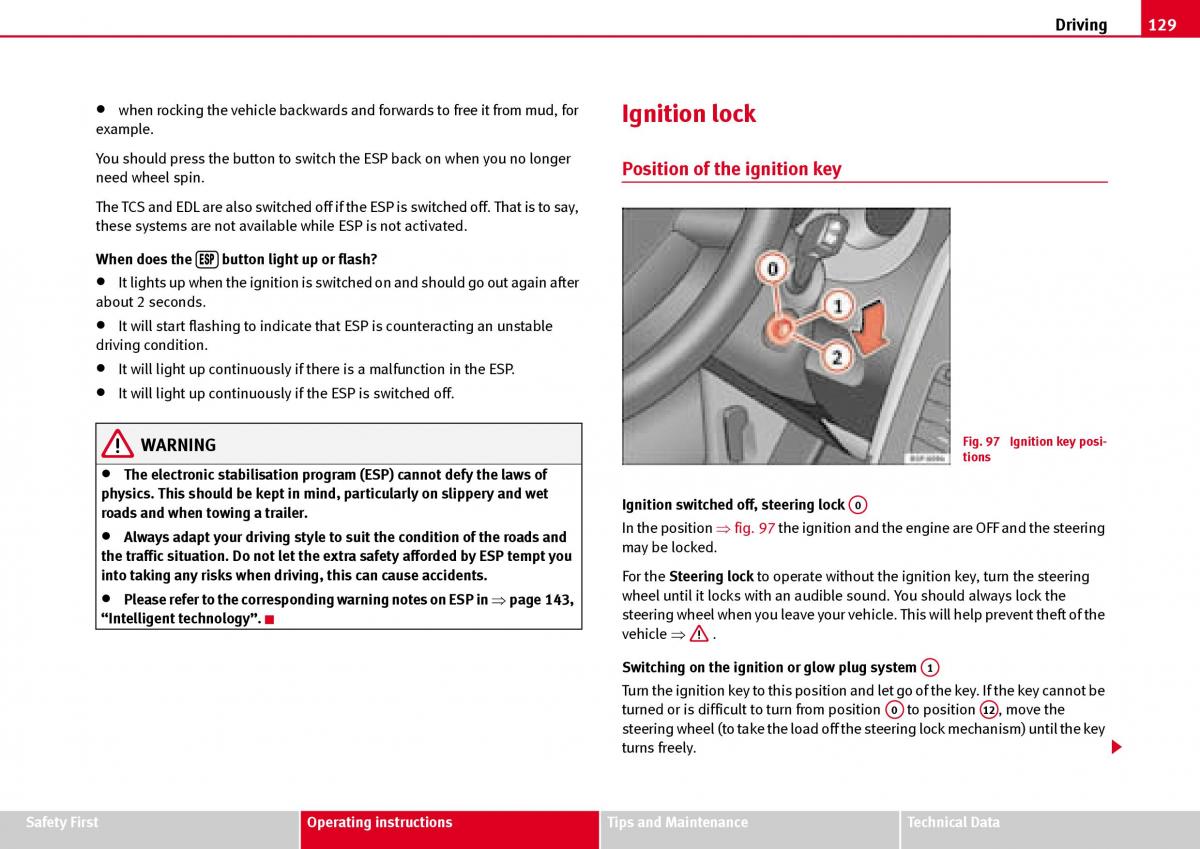 Seat Ibiza III 3 owners manual / page 131