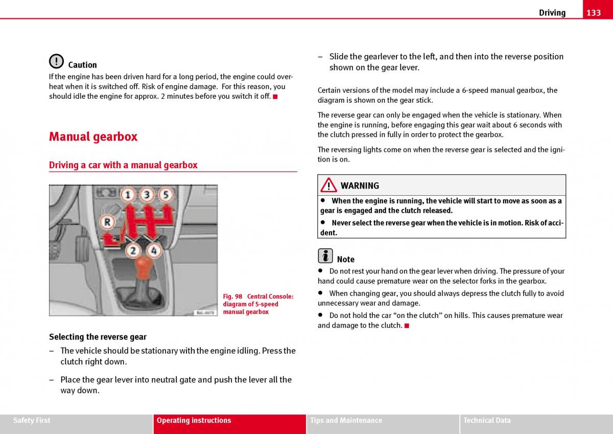 Seat Ibiza III 3 owners manual / page 135