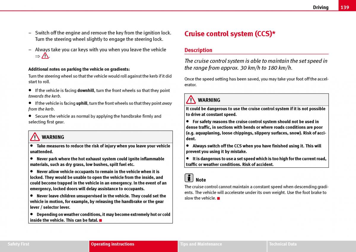 Seat Ibiza III 3 owners manual / page 141