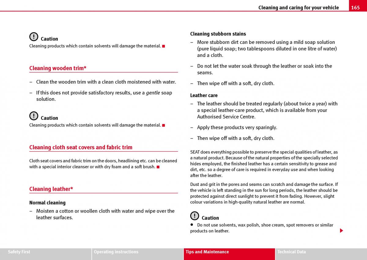 Seat Ibiza III 3 owners manual / page 167