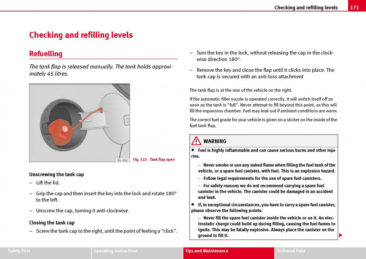 Seat Ibiza III 3 owners manual / page 173