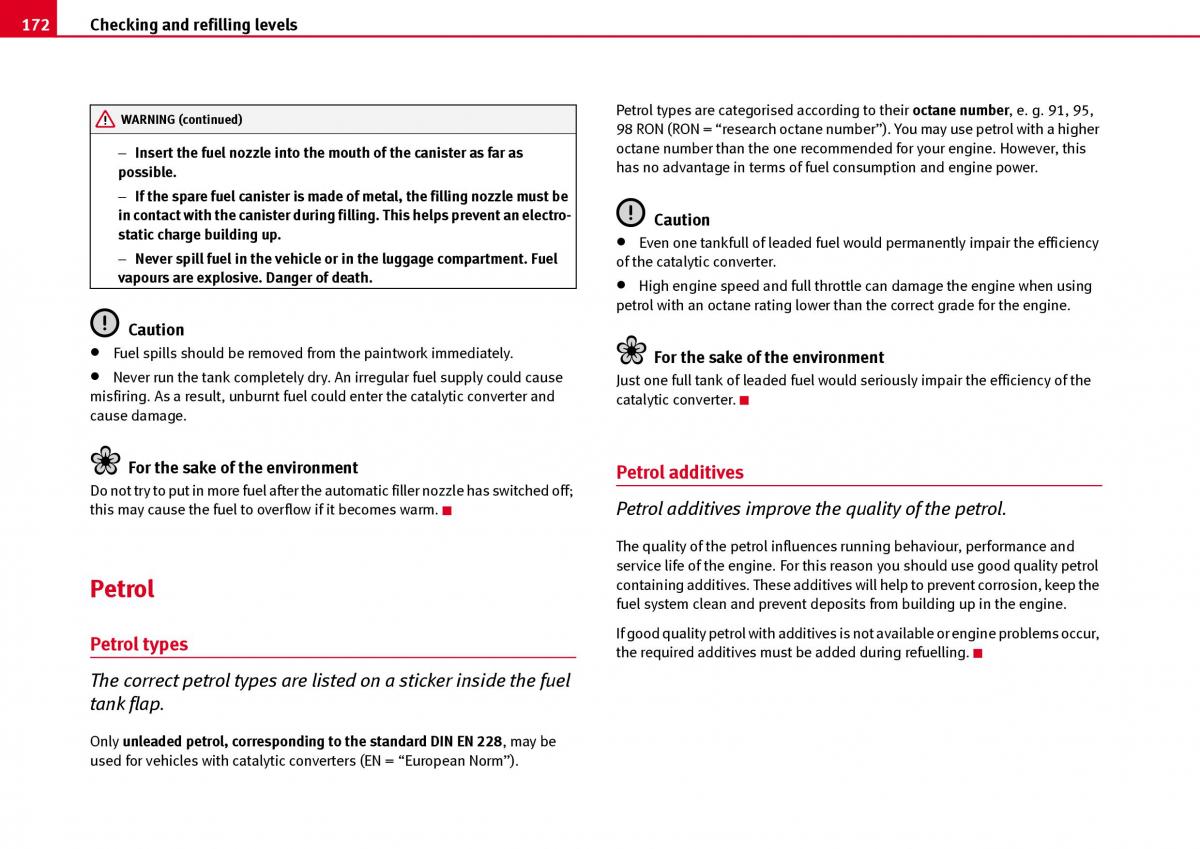 Seat Ibiza III 3 owners manual / page 174