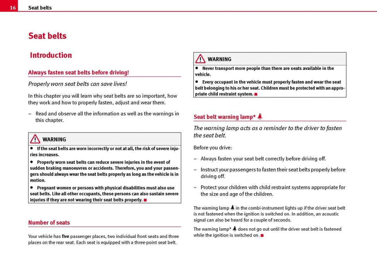 Seat Ibiza III 3 owners manual / page 18