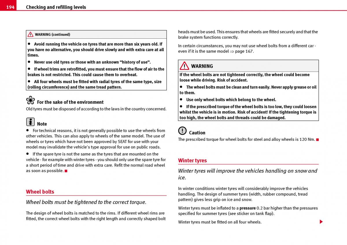 Seat Ibiza III 3 owners manual / page 196