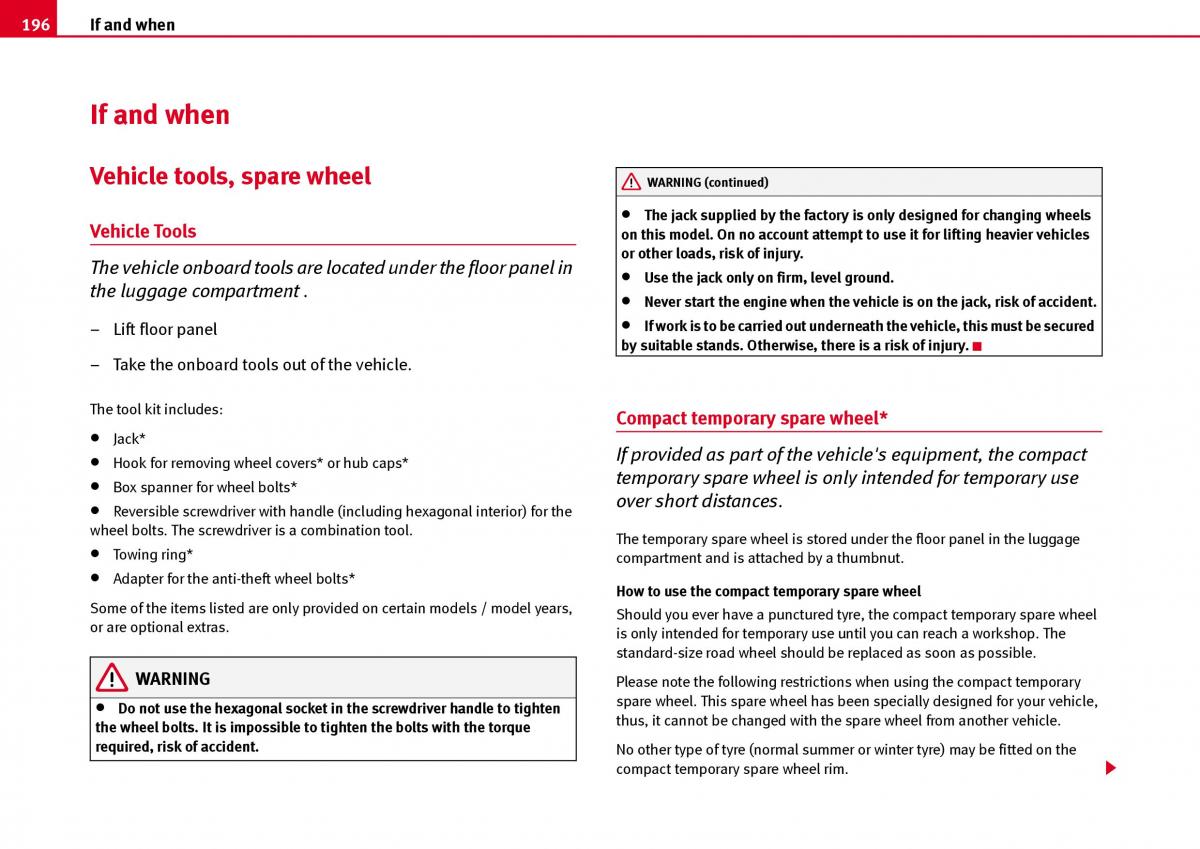 Seat Ibiza III 3 owners manual / page 198