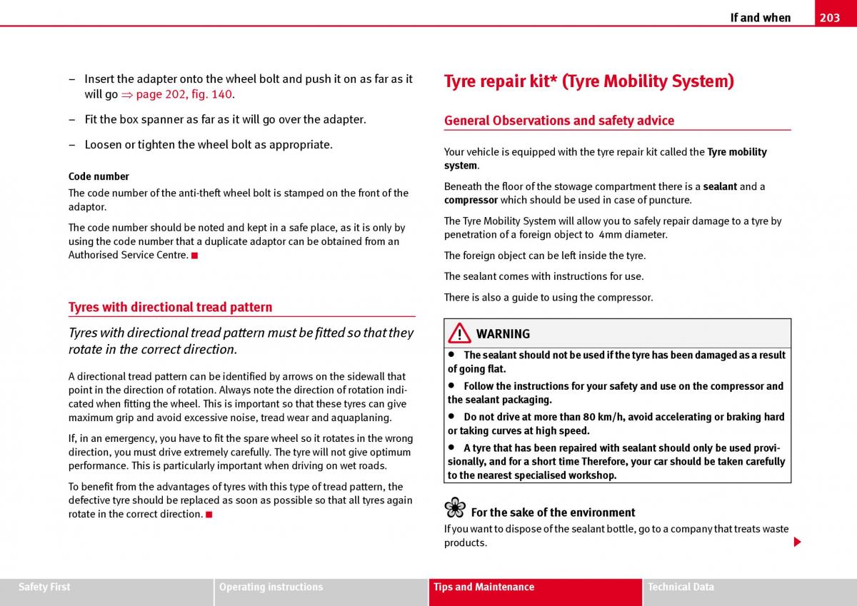 Seat Ibiza III 3 owners manual / page 205