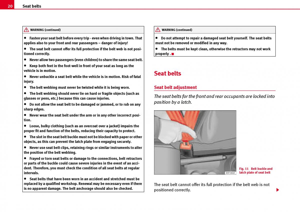 Seat Ibiza III 3 owners manual / page 22