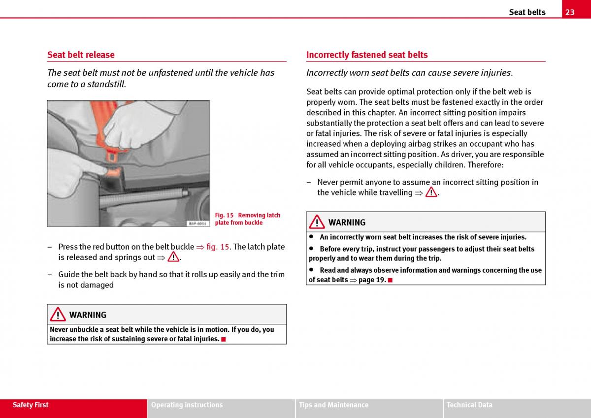 Seat Ibiza III 3 owners manual / page 25