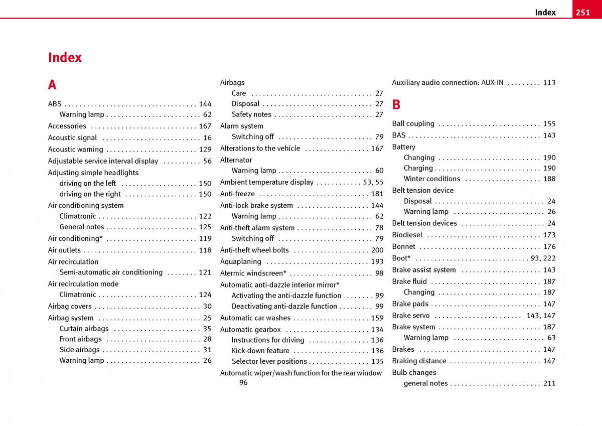 Seat Ibiza III 3 owners manual / page 253