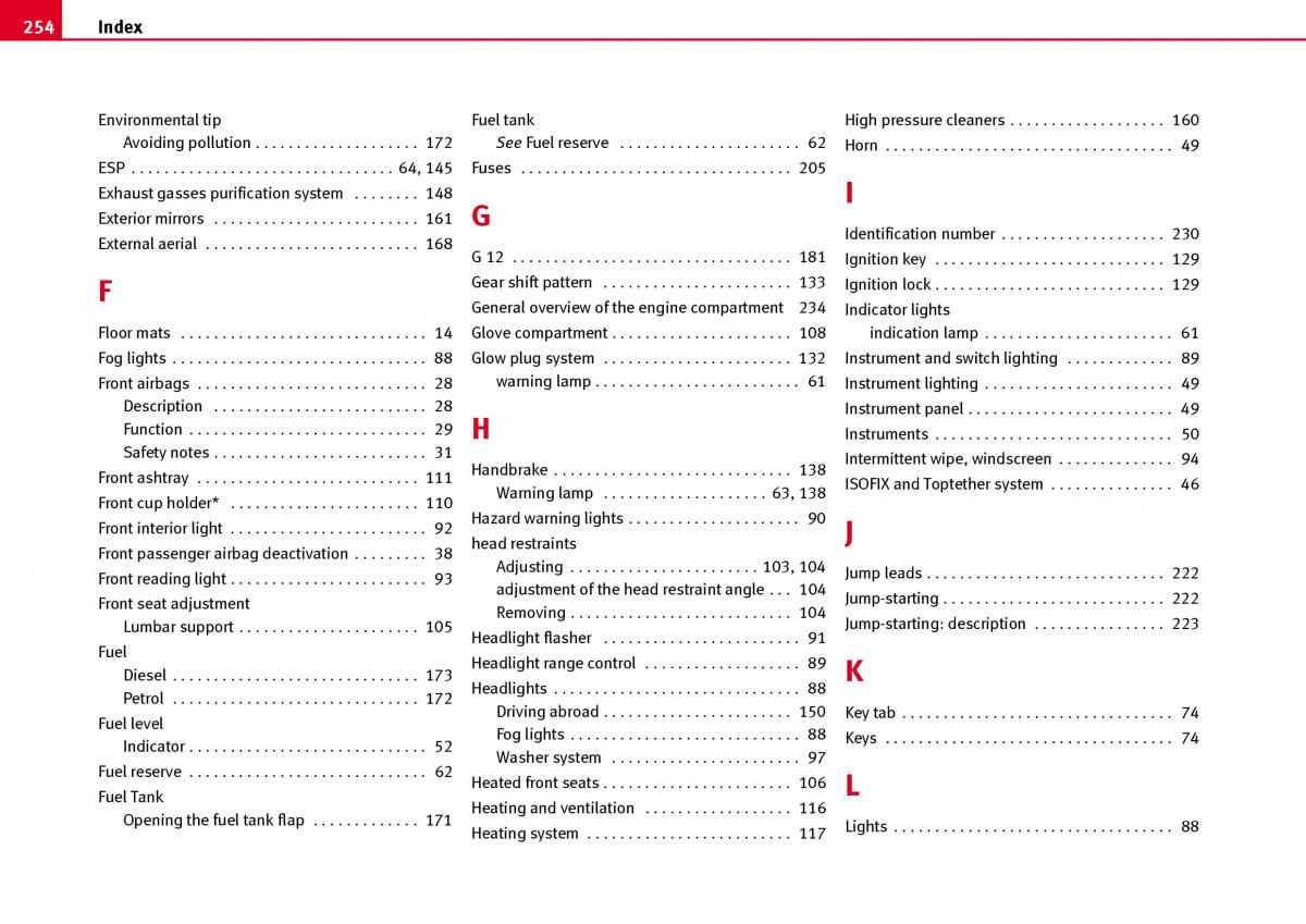 Seat Ibiza III 3 owners manual / page 256