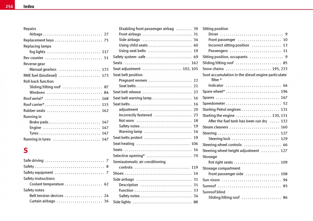 Seat Ibiza III 3 owners manual / page 258