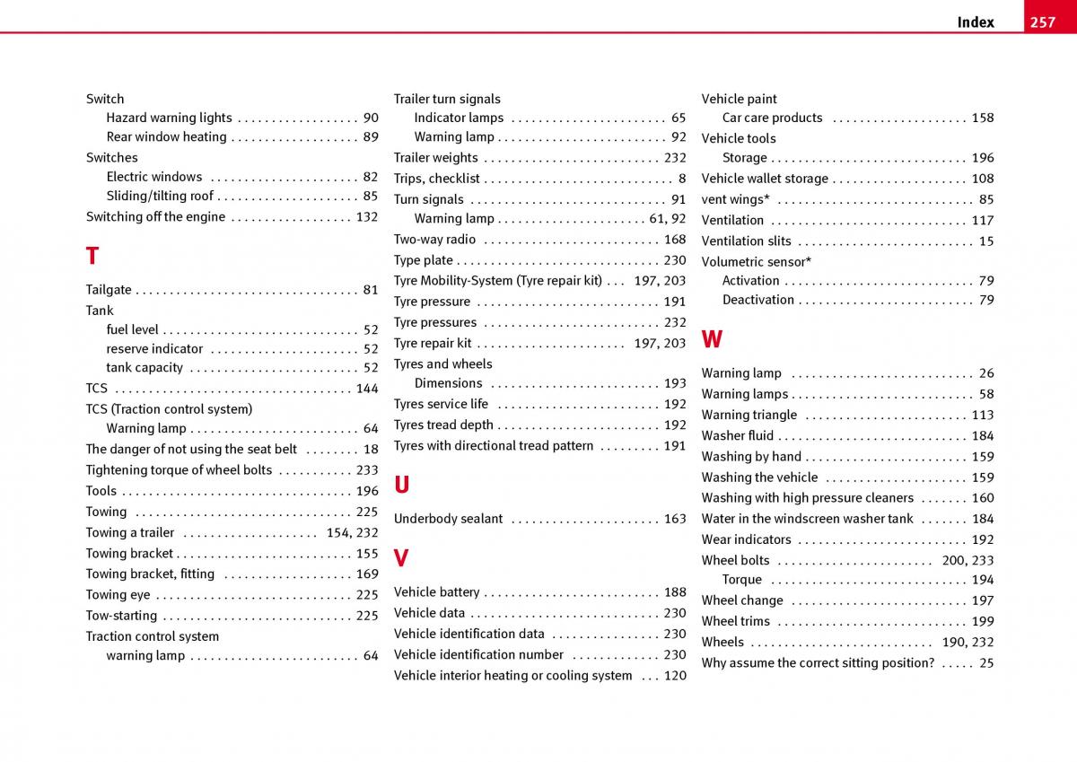 Seat Ibiza III 3 owners manual / page 259