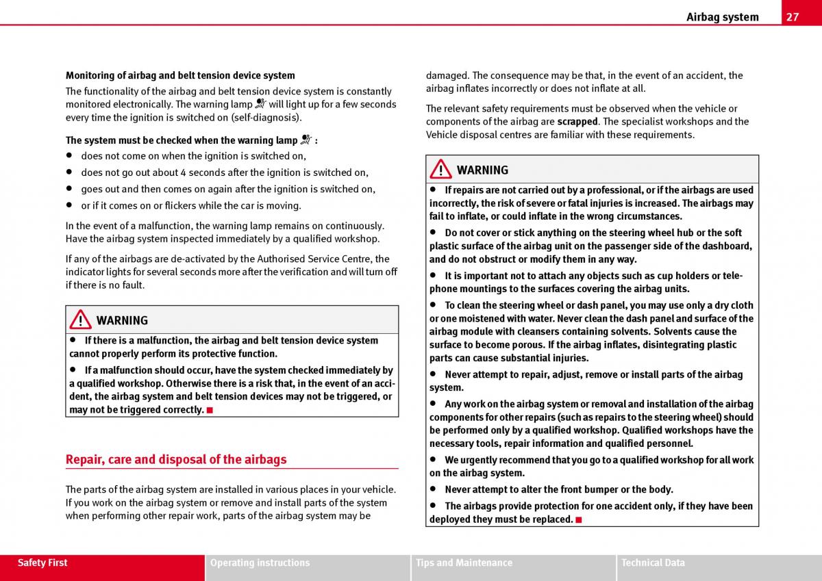 Seat Ibiza III 3 owners manual / page 29