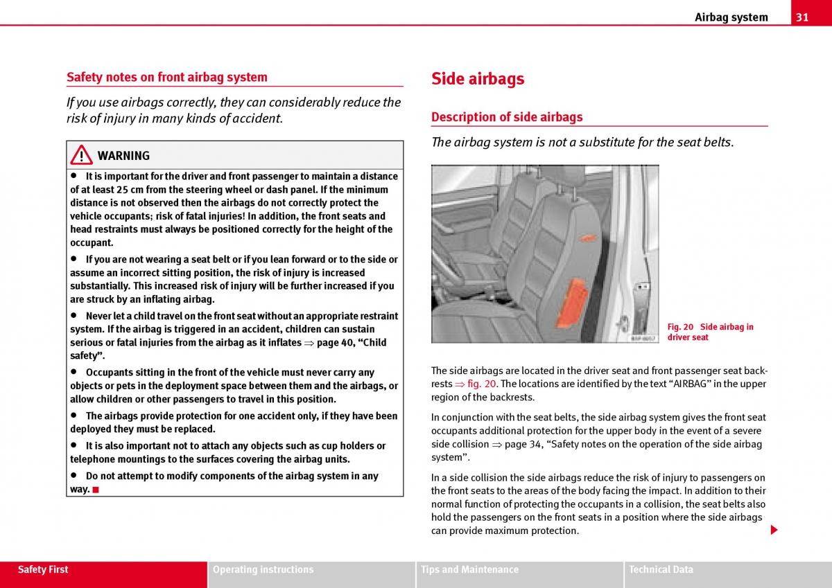 Seat Ibiza III 3 owners manual / page 33