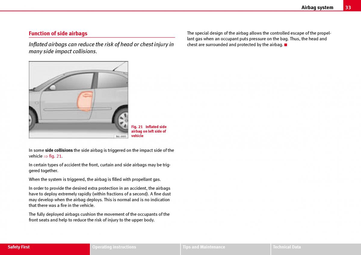 Seat Ibiza III 3 owners manual / page 35