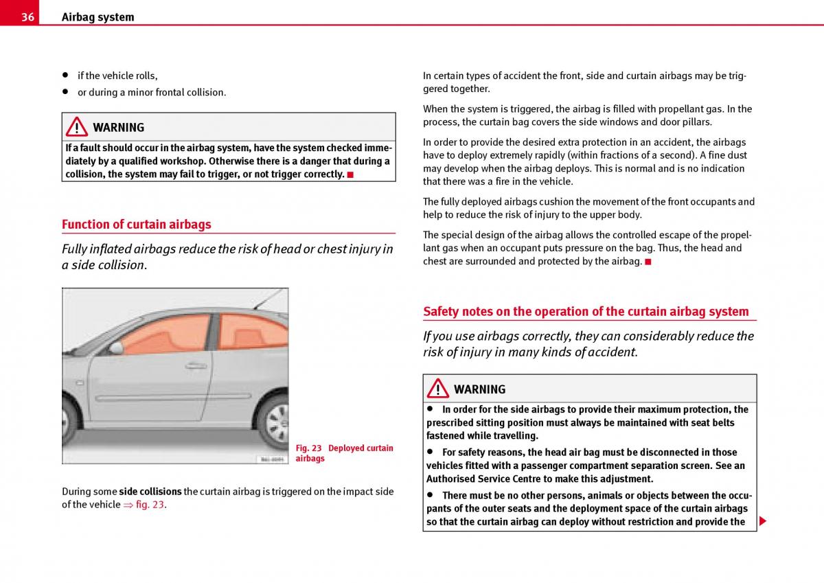 Seat Ibiza III 3 owners manual / page 38