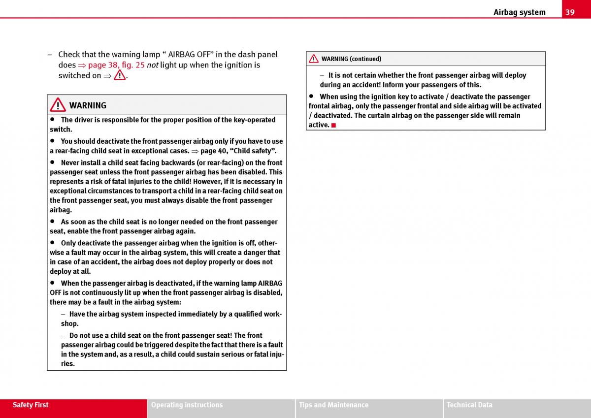 Seat Ibiza III 3 owners manual / page 41