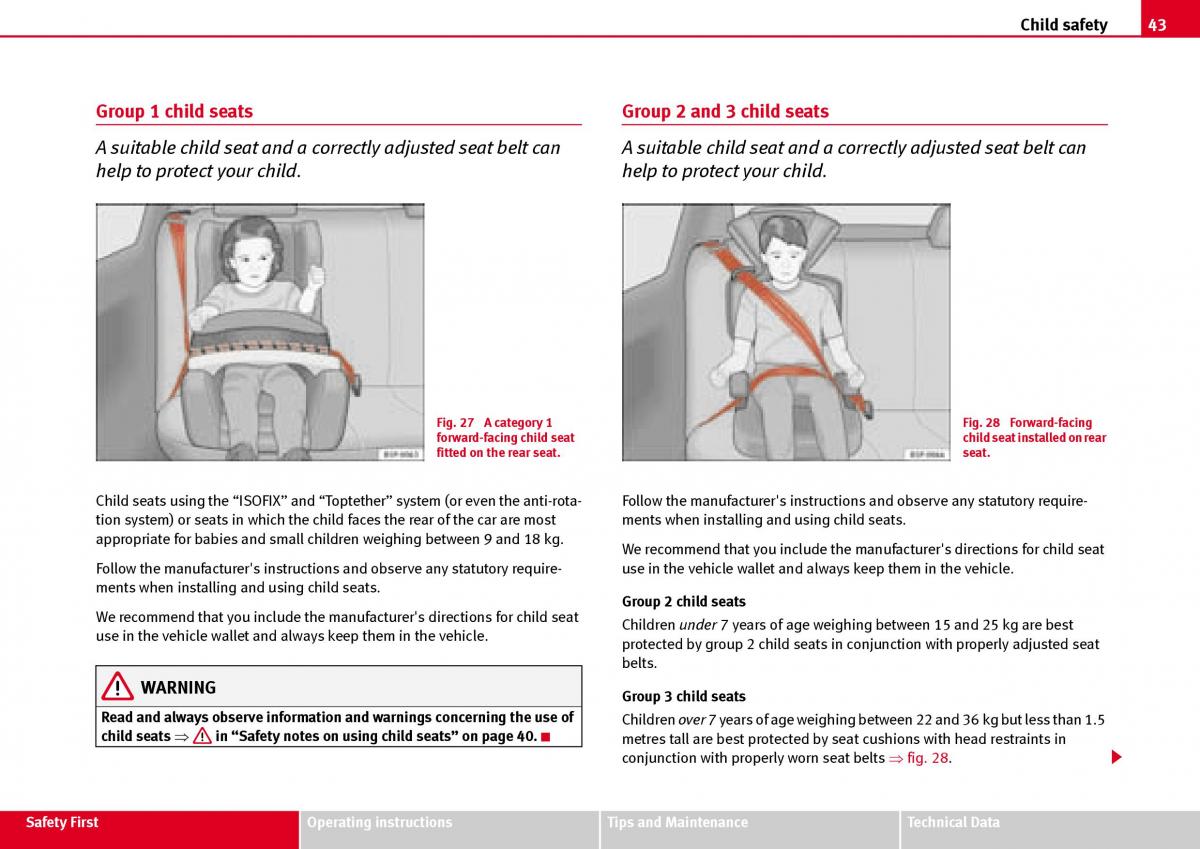 Seat Ibiza III 3 owners manual / page 45