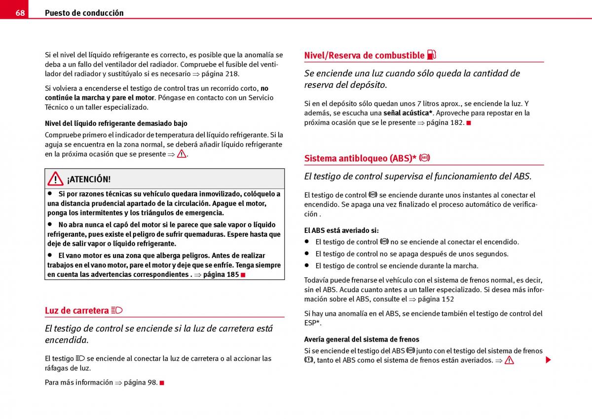 Seat Ibiza III 3 manual del propietario / page 70