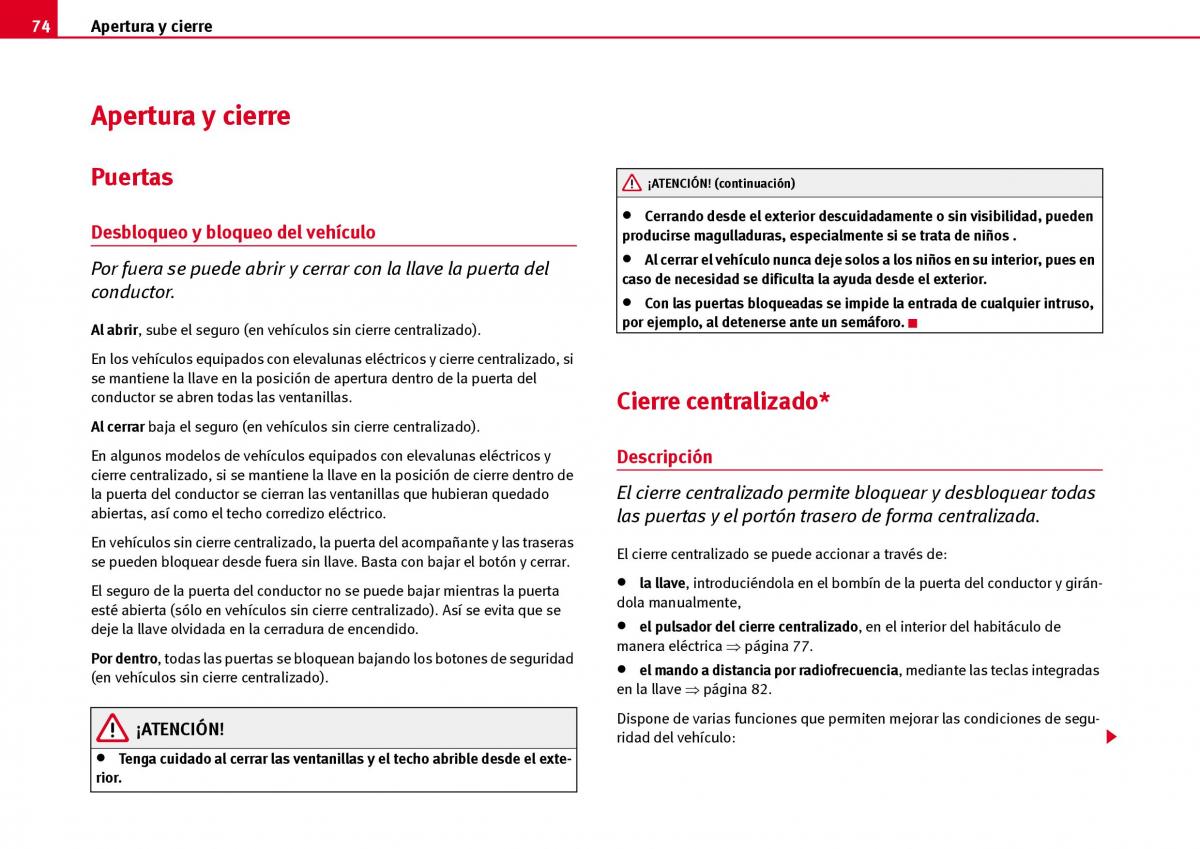 Seat Ibiza III 3 manual del propietario / page 76