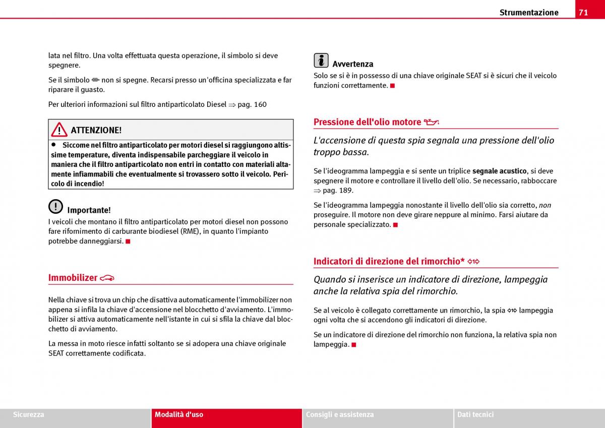 Seat Ibiza III 3 manuale del proprietario / page 73