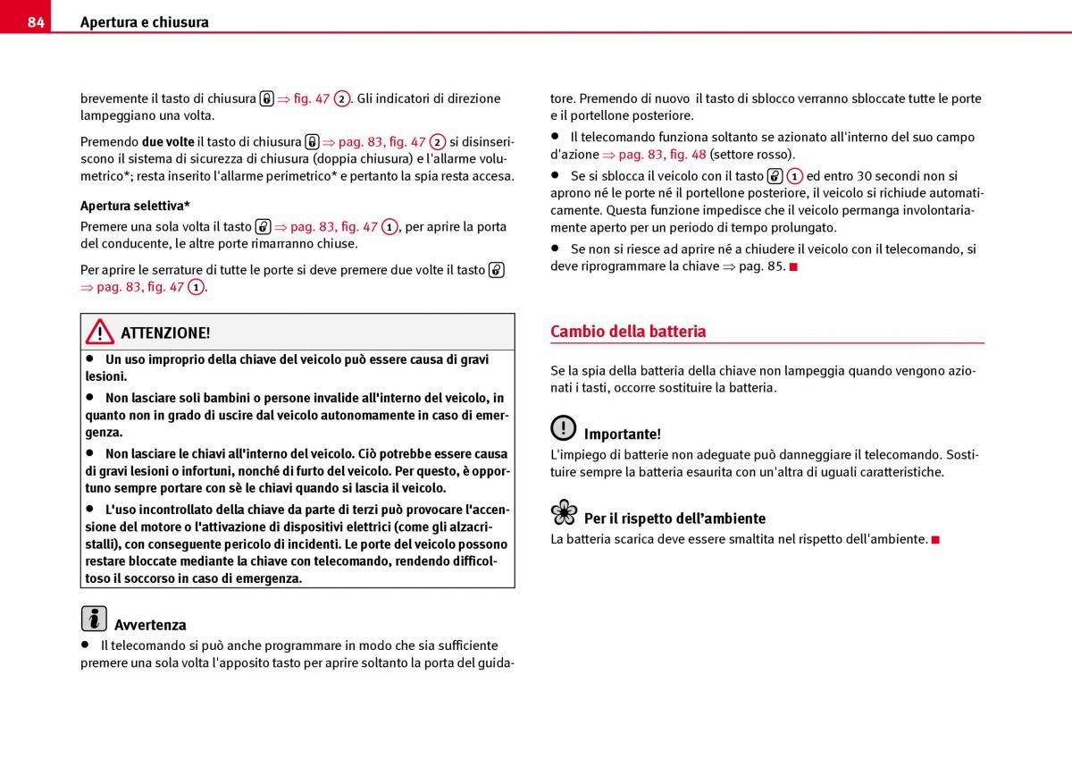 Seat Ibiza III 3 manuale del proprietario / page 86