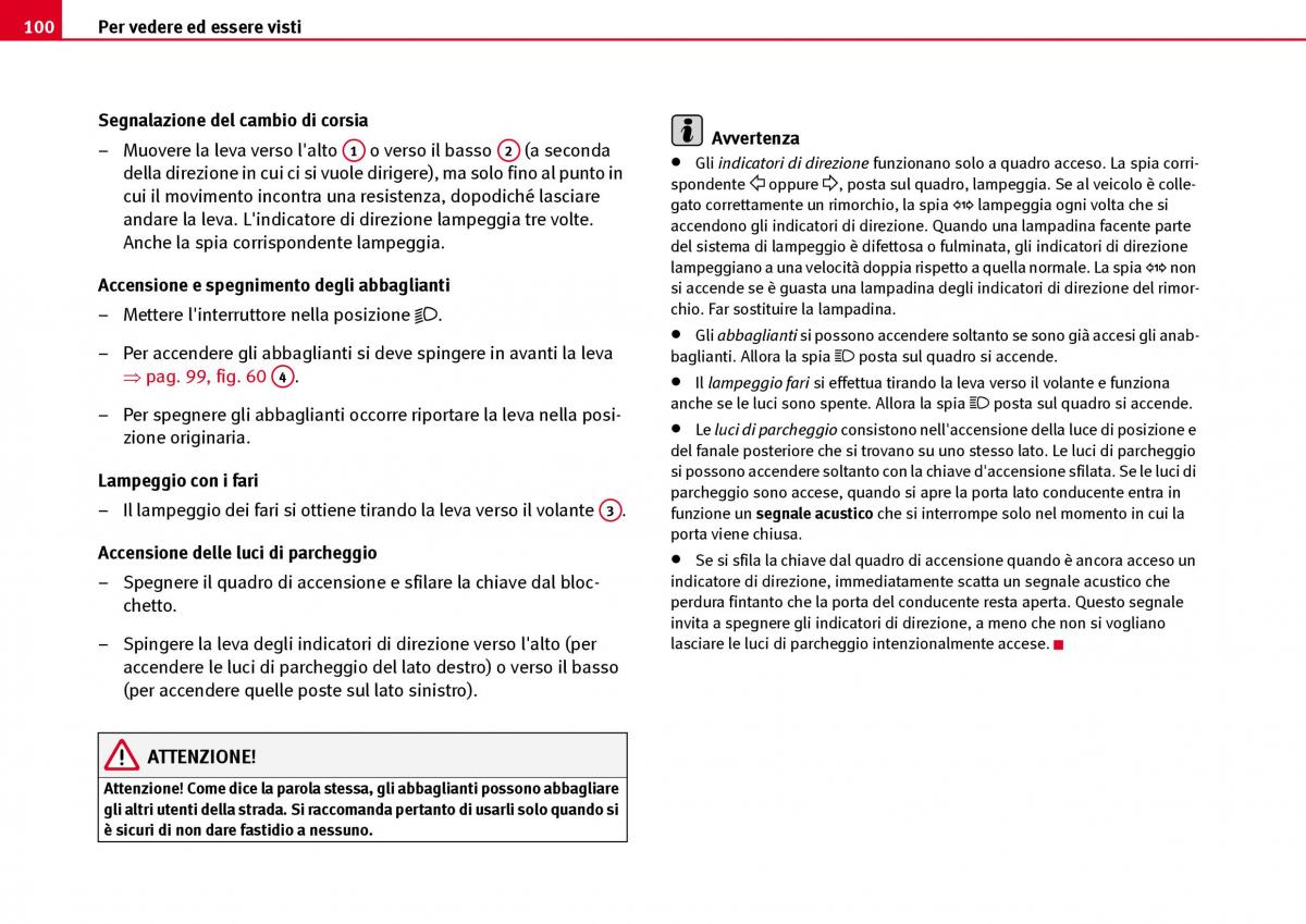 Seat Ibiza III 3 manuale del proprietario / page 102