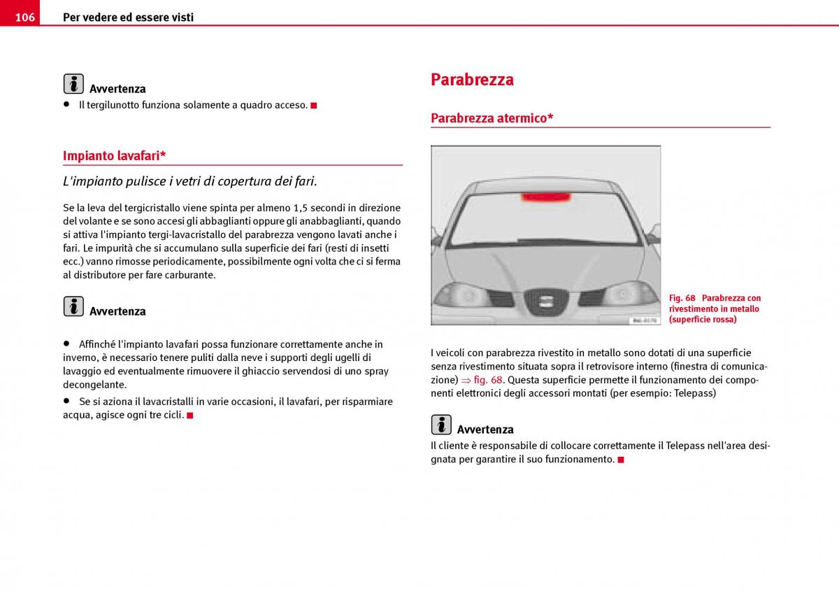 Seat Ibiza III 3 manuale del proprietario / page 108