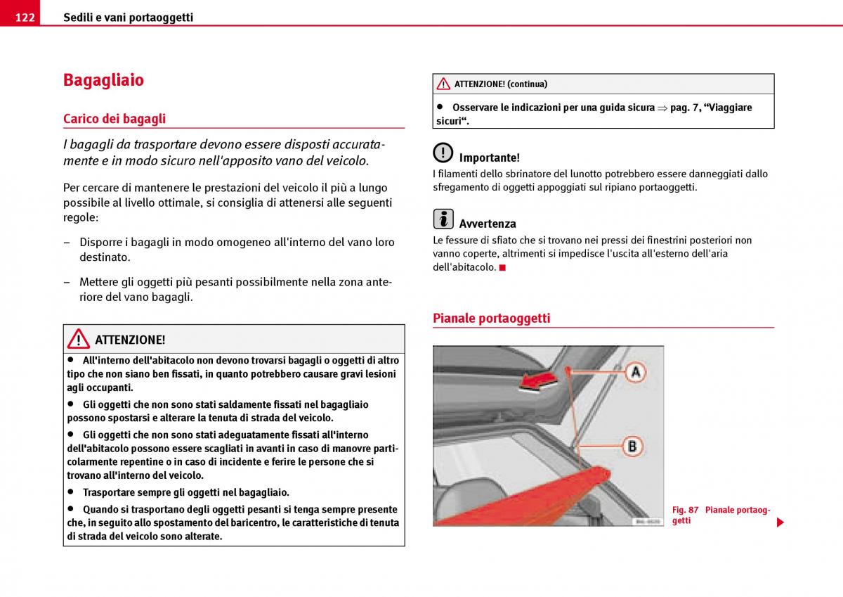 Seat Ibiza III 3 manuale del proprietario / page 124