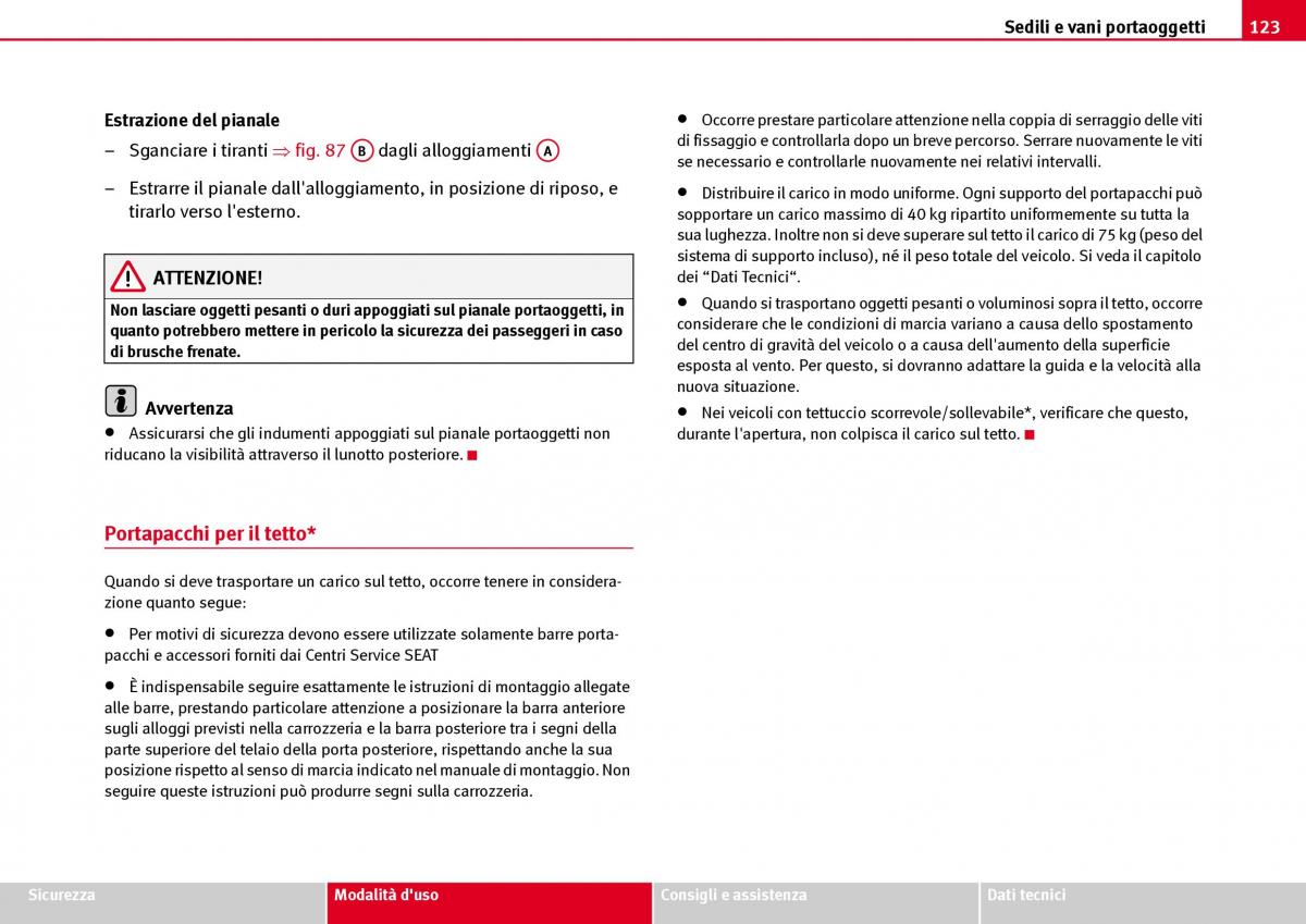 Seat Ibiza III 3 manuale del proprietario / page 125