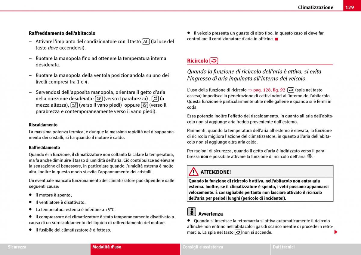 Seat Ibiza III 3 manuale del proprietario / page 131