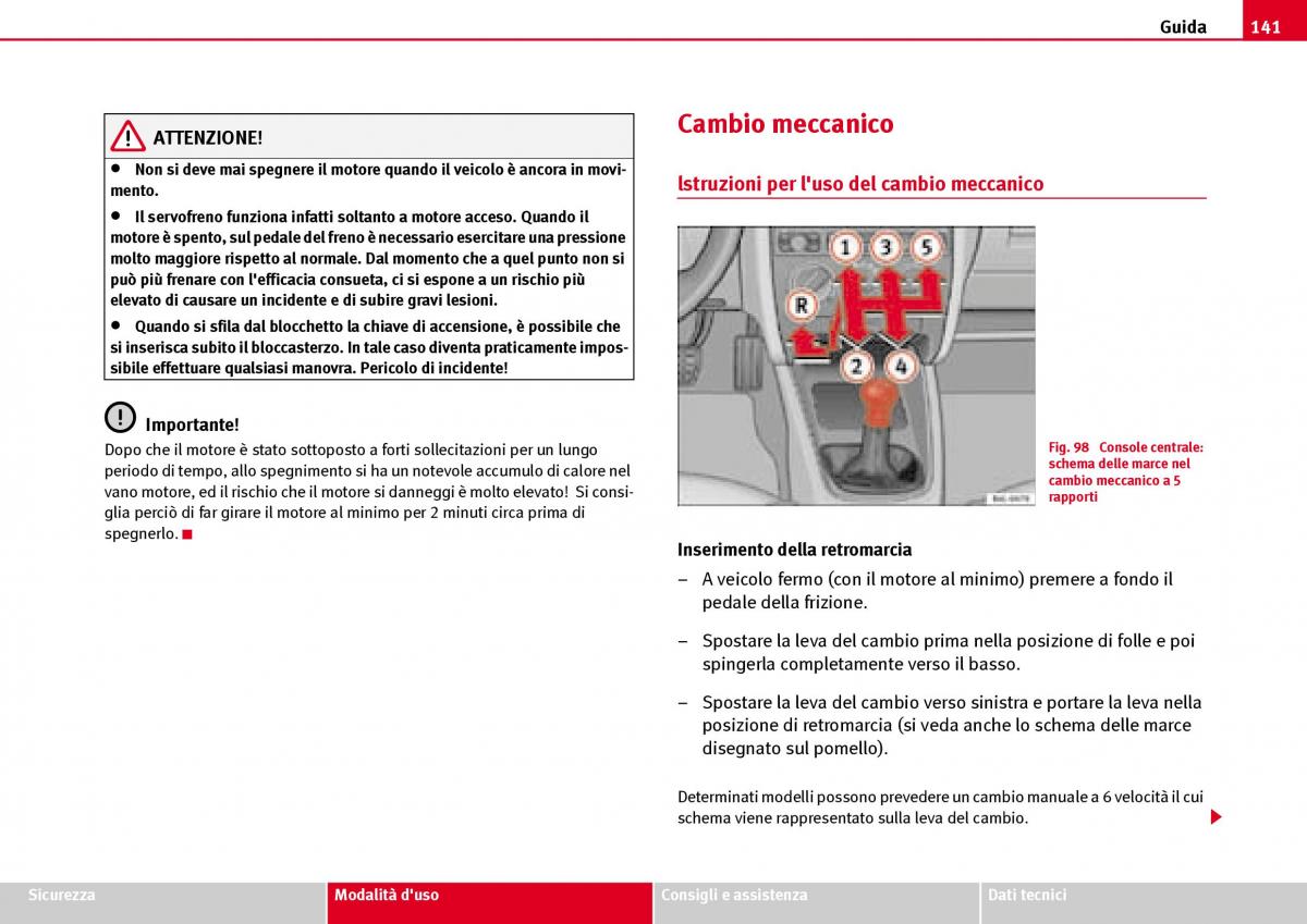 Seat Ibiza III 3 manuale del proprietario / page 143