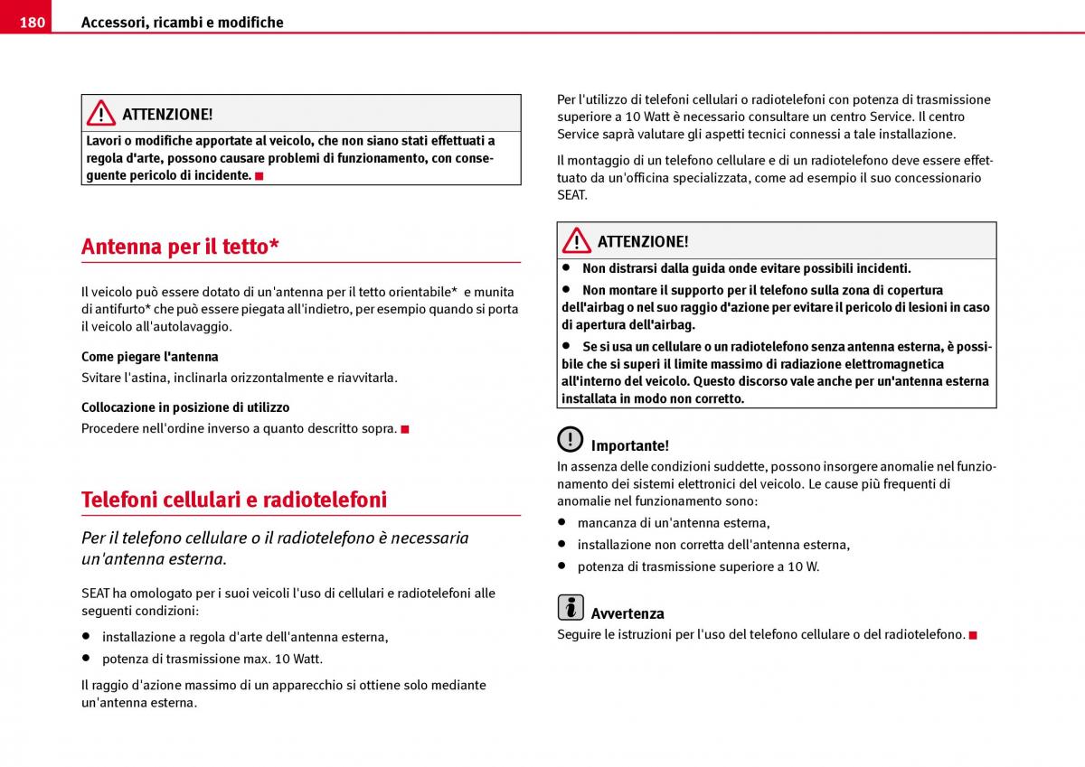 Seat Ibiza III 3 manuale del proprietario / page 182