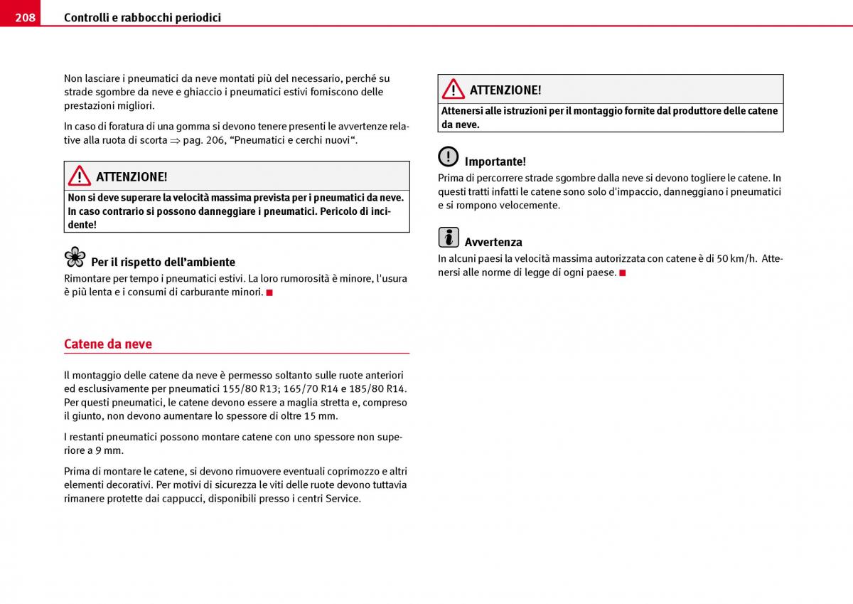 Seat Ibiza III 3 manuale del proprietario / page 210