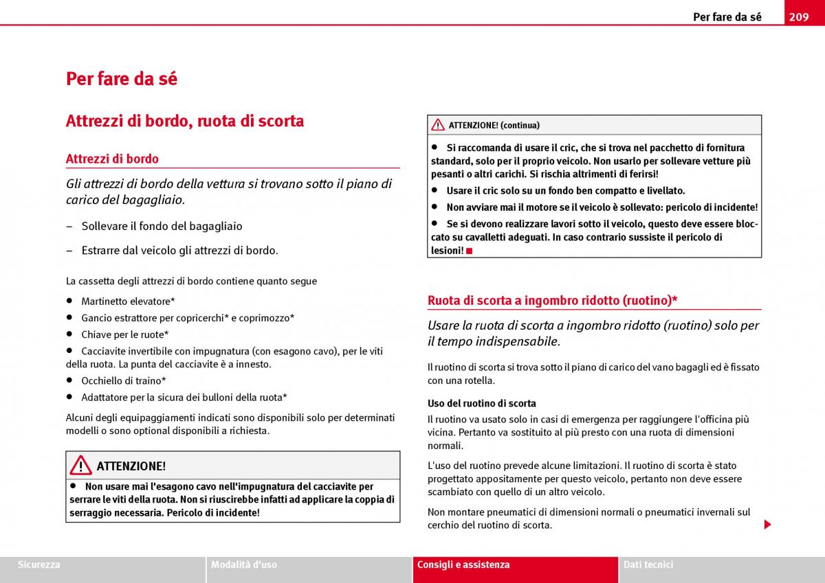 Seat Ibiza III 3 manuale del proprietario / page 211