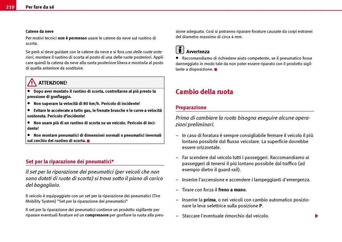 Seat Ibiza III 3 manuale del proprietario / page 212