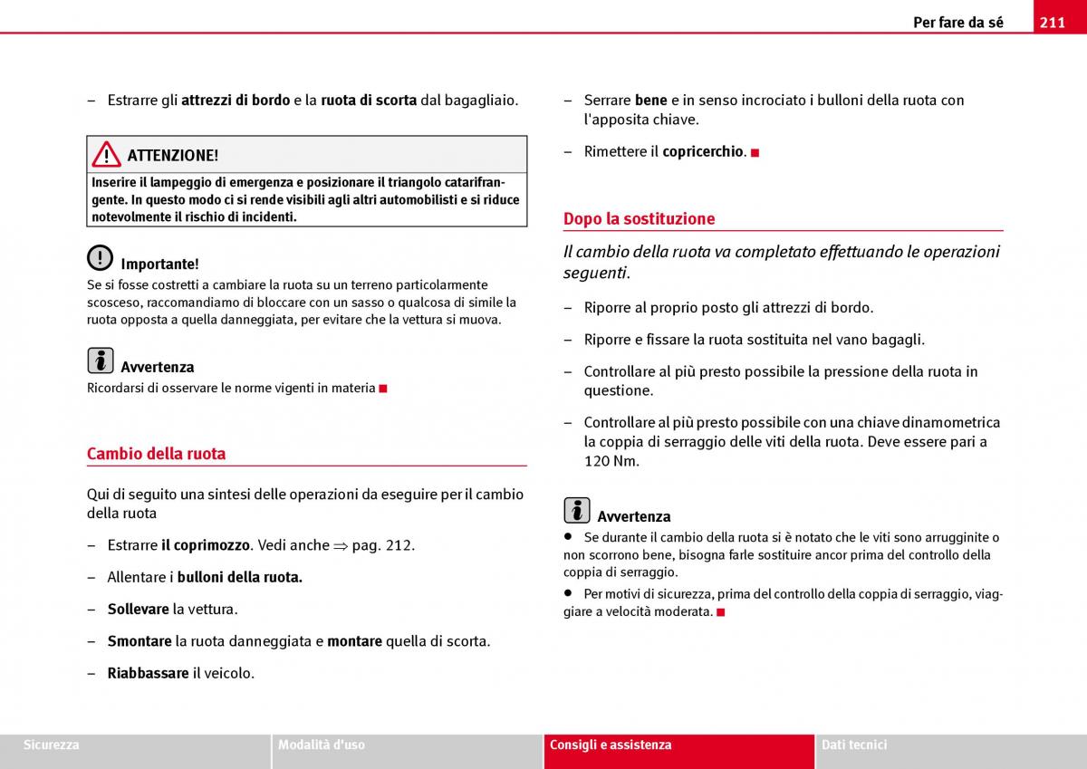 Seat Ibiza III 3 manuale del proprietario / page 213