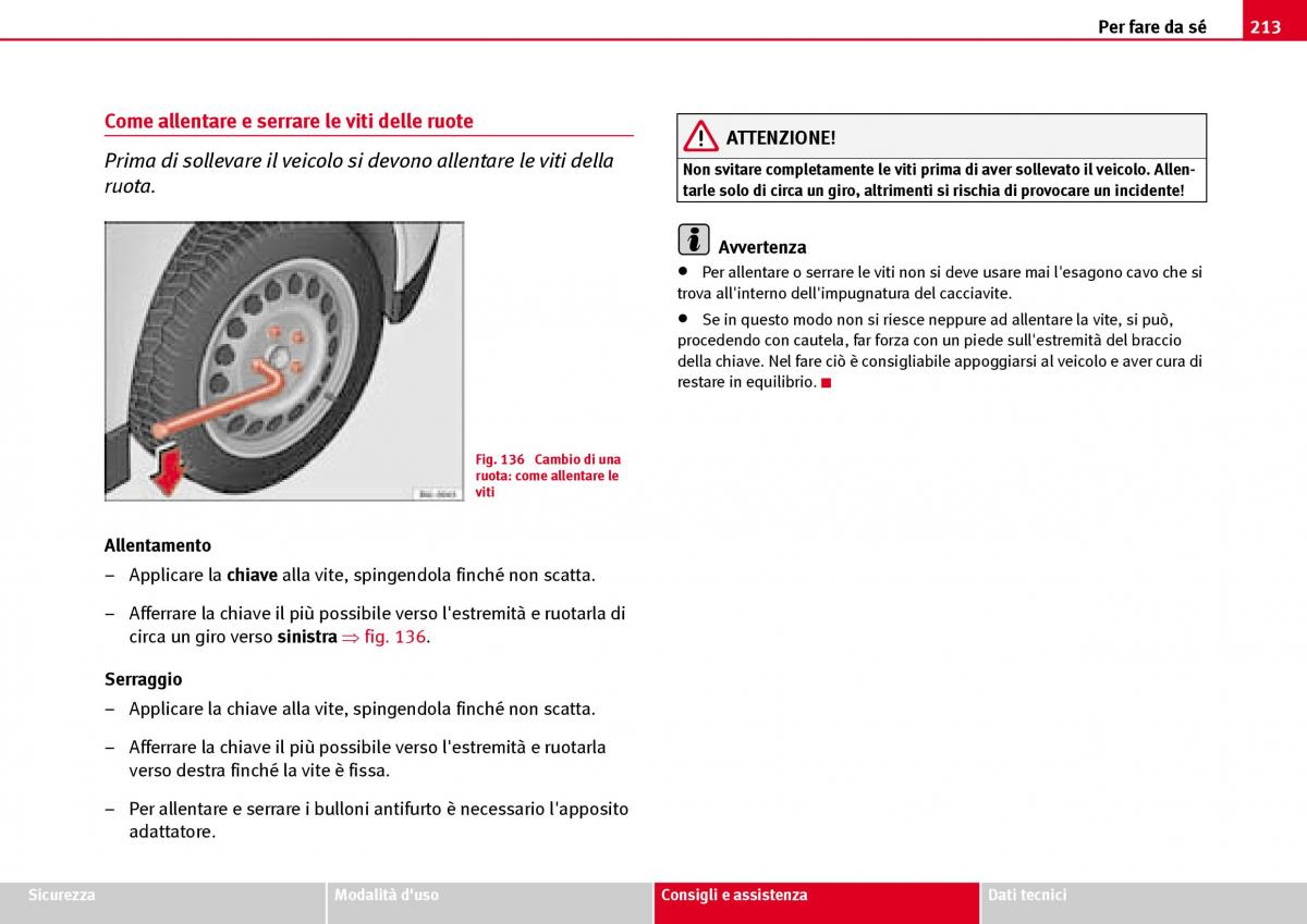 Seat Ibiza III 3 manuale del proprietario / page 215