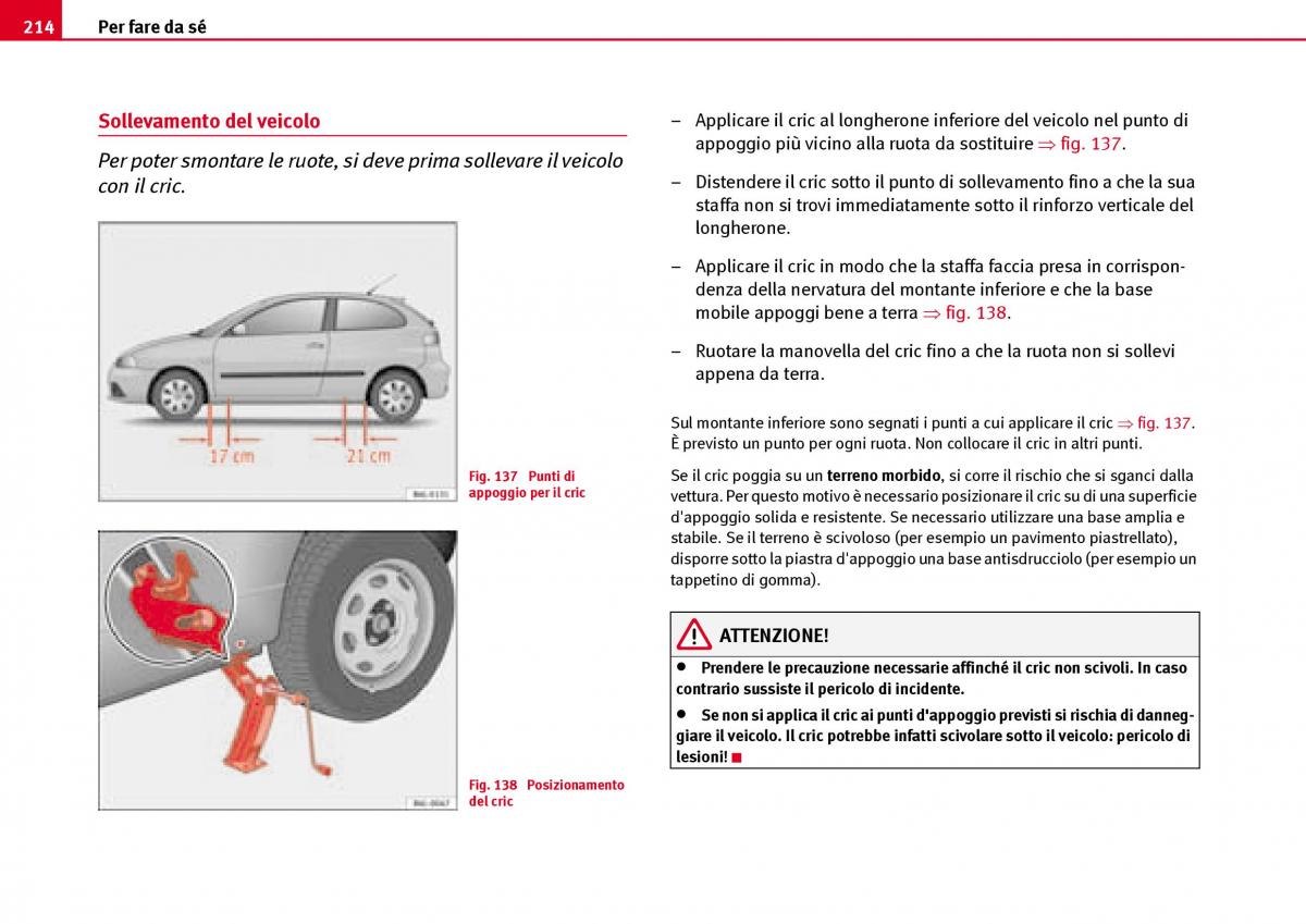 Seat Ibiza III 3 manuale del proprietario / page 216