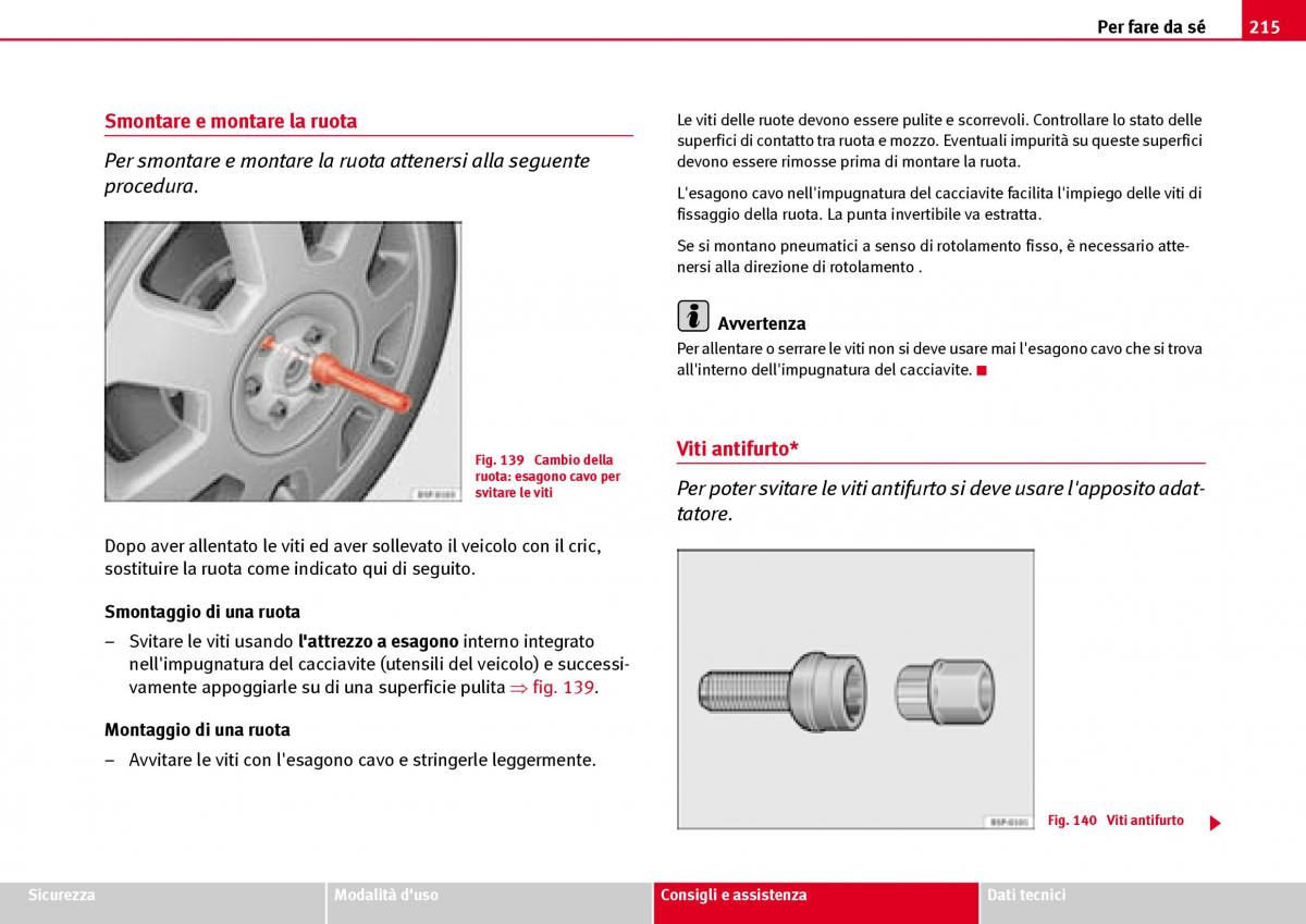 Seat Ibiza III 3 manuale del proprietario / page 217