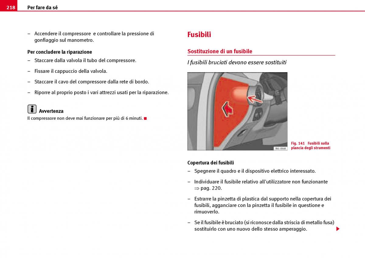 Seat Ibiza III 3 manuale del proprietario / page 220